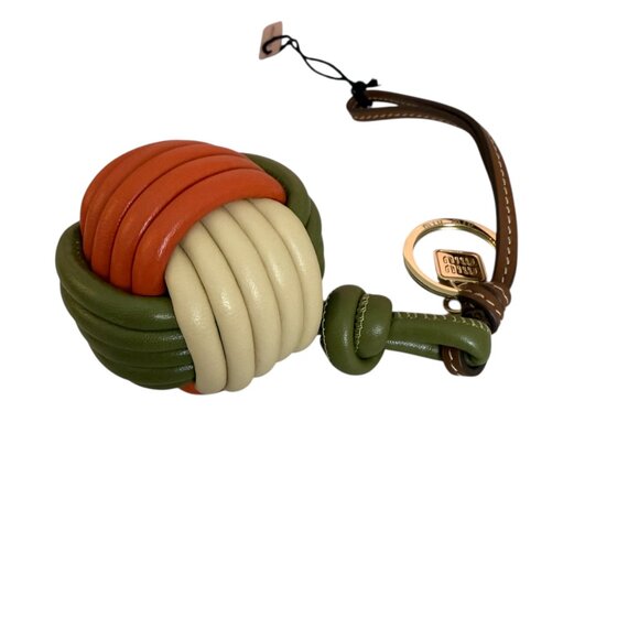 Miu Miu Bag Charm 5TL534 Knot Detail Leather Keychain Trick, orange, green white - Picture 6 of 11